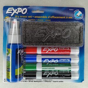 EXPO Low Odor Dry Erase Marker Starter Set, Chisel Tip, Assorted, new